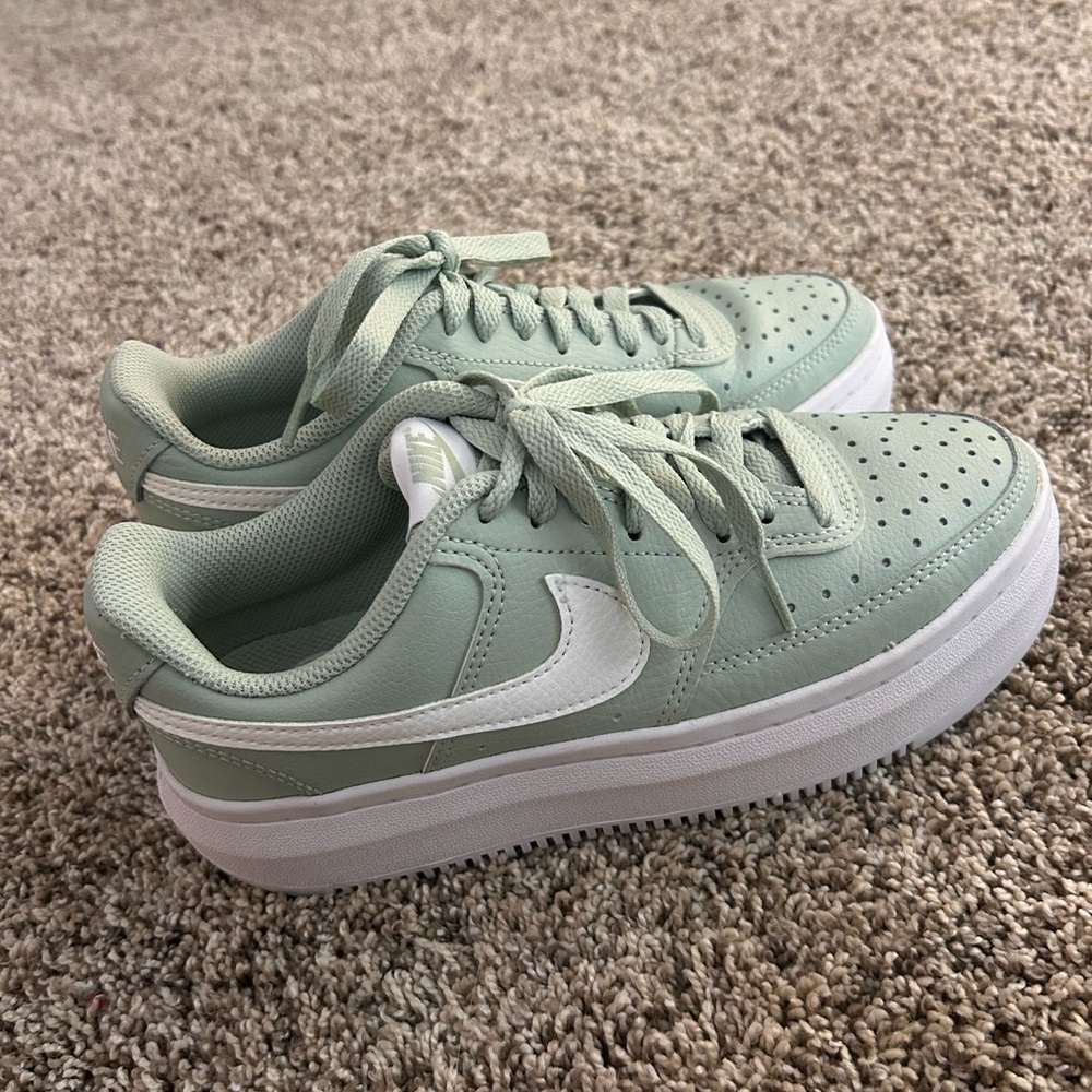 Nike Court Vision Alta Leather Women's Mint Green Platform Sneakers